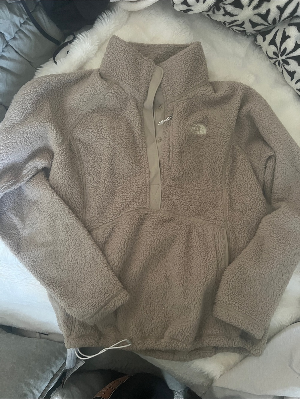 The North Face Taupe Sherpa Half-Snap Pullover - unisex
